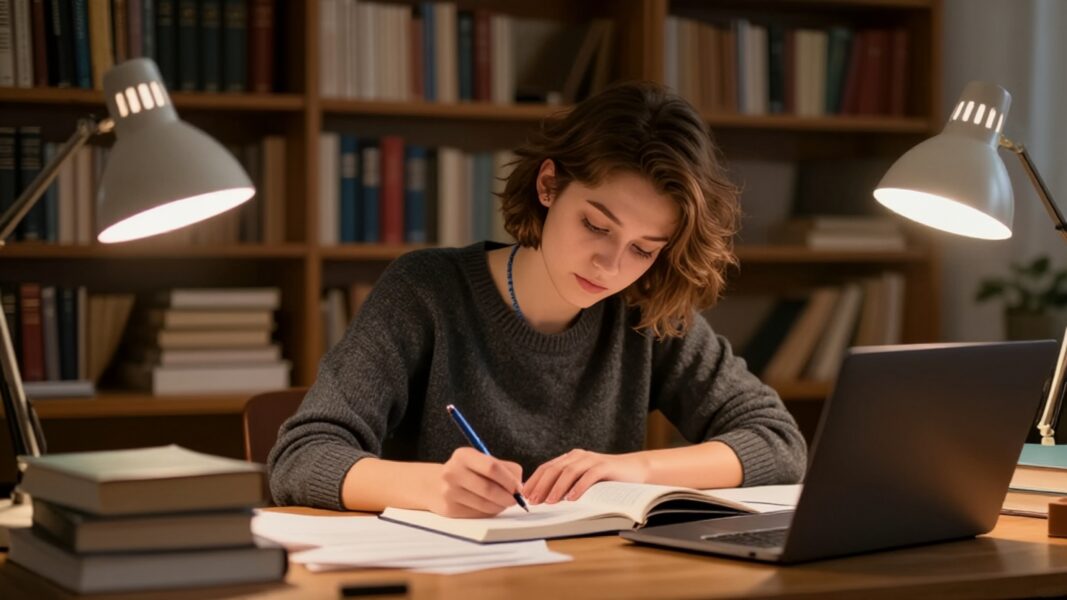 勉強をする女性