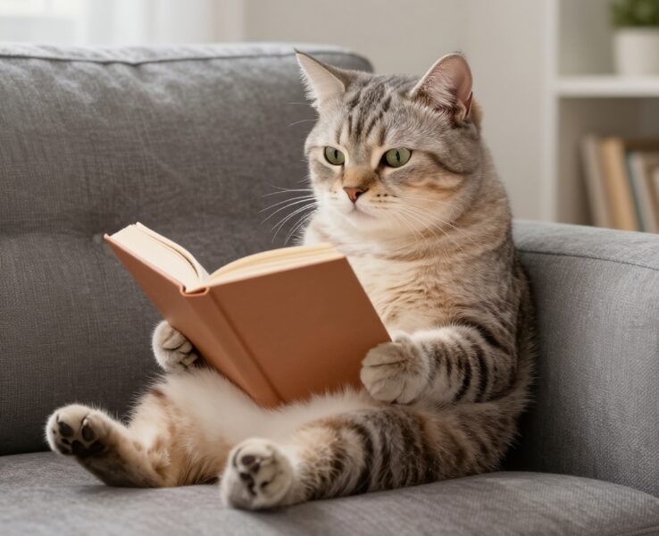 本を読む猫